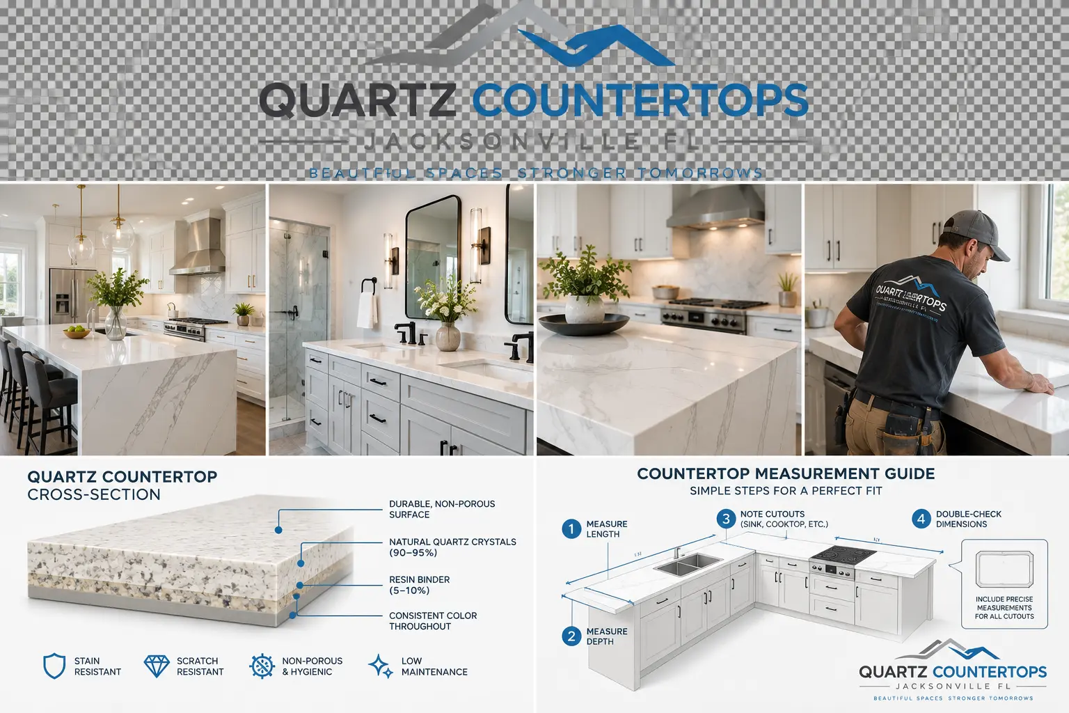 Diagram illustrating how to measure countertop runs for square footage