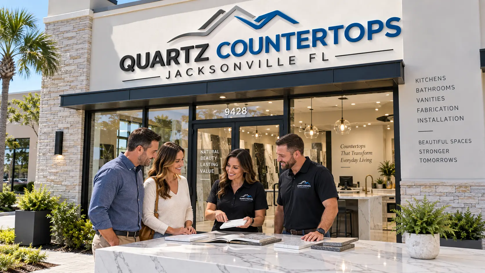 Quartz countertop showroom and consultation design inspiration